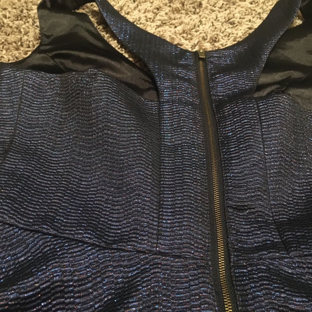 Express Blue Sparkle Structured Cocktail Dress - Picture 6 of 7